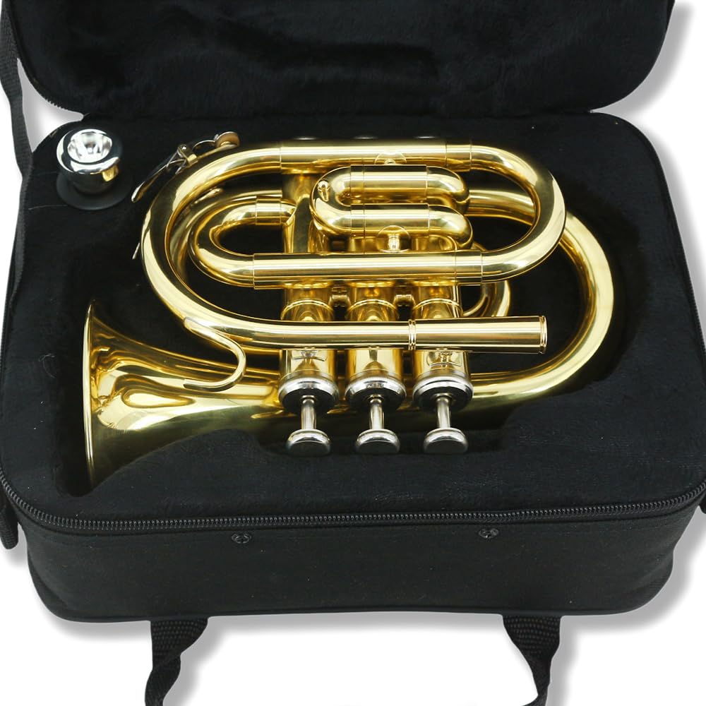 Bb Flat Brass Pocket Trumpet with 7C Mouthpiece P570377