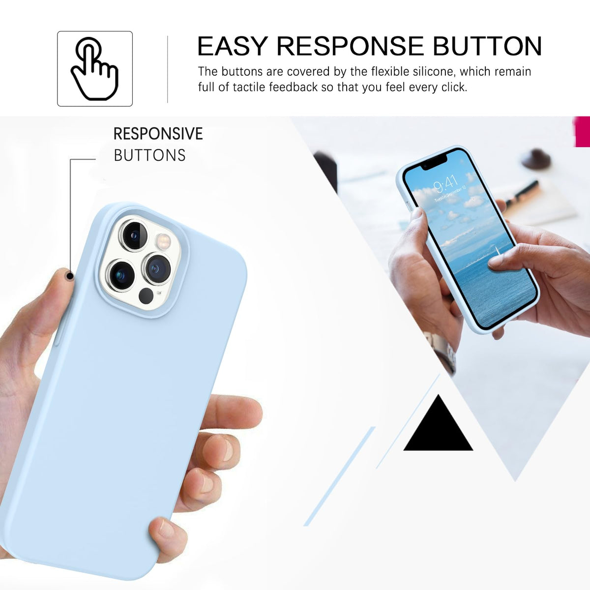 Compatible with iPhone 13 Pro Max Liquid Silicone Phone Case Light Blue O217075