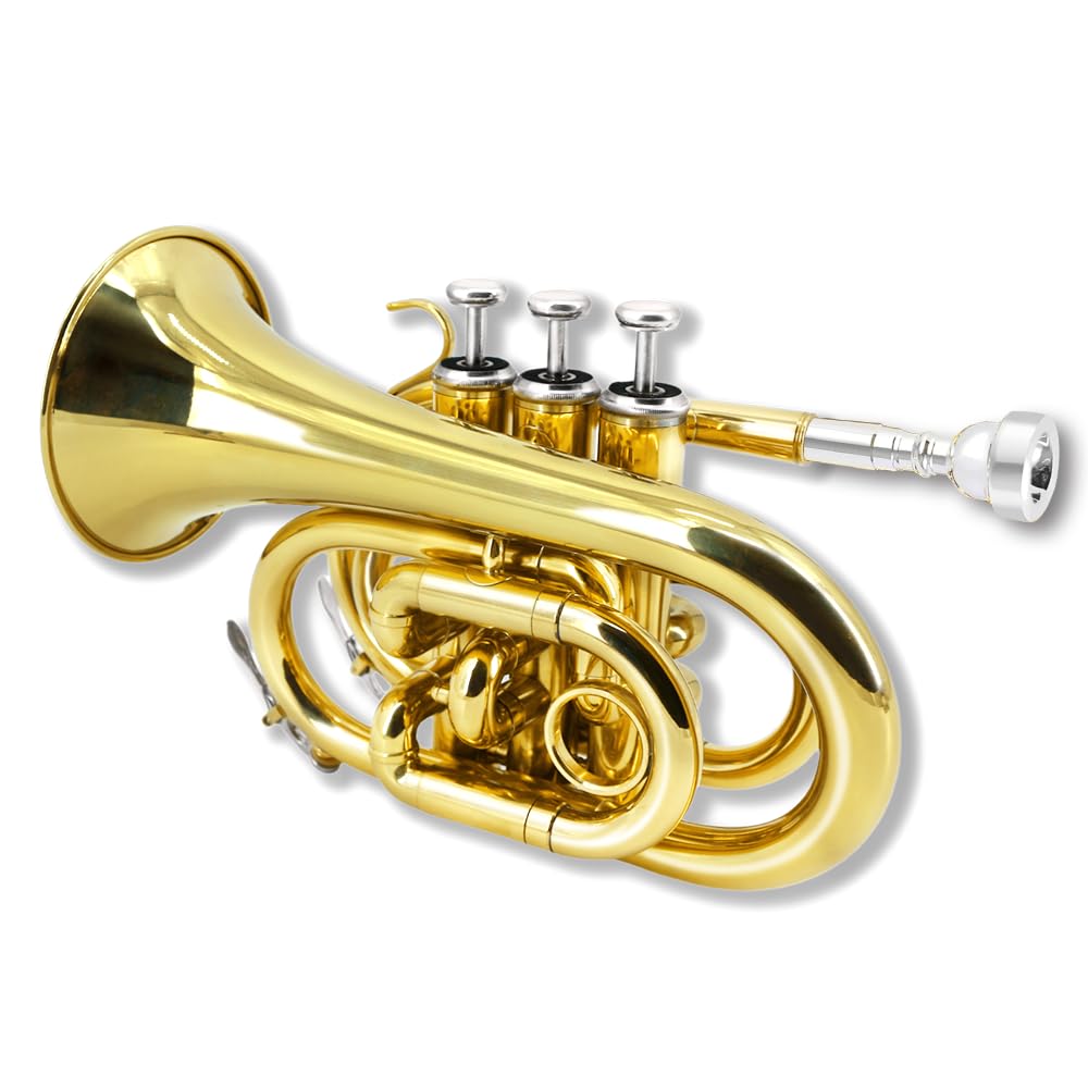 Bb Flat Brass Pocket Trumpet with 7C Mouthpiece P570377