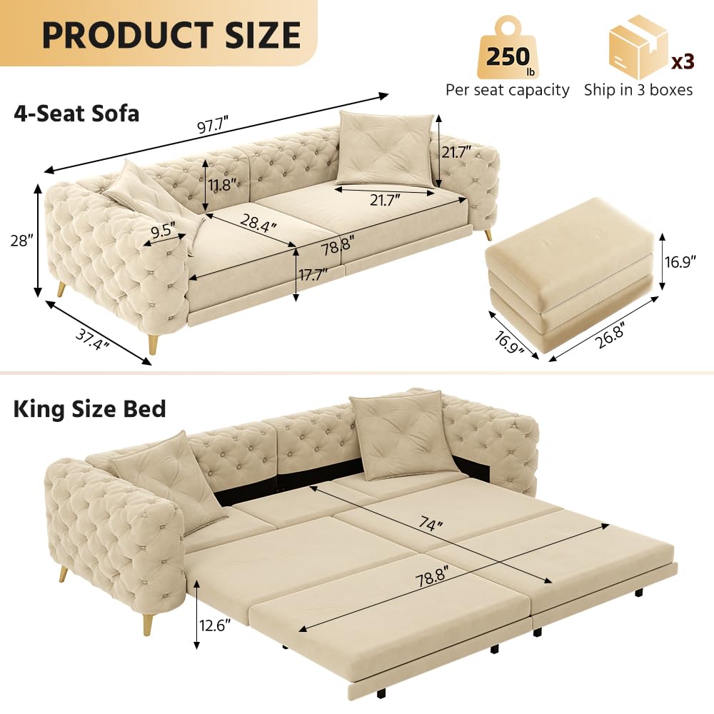King Size Velvet Sleeper Sofa Bed M76933