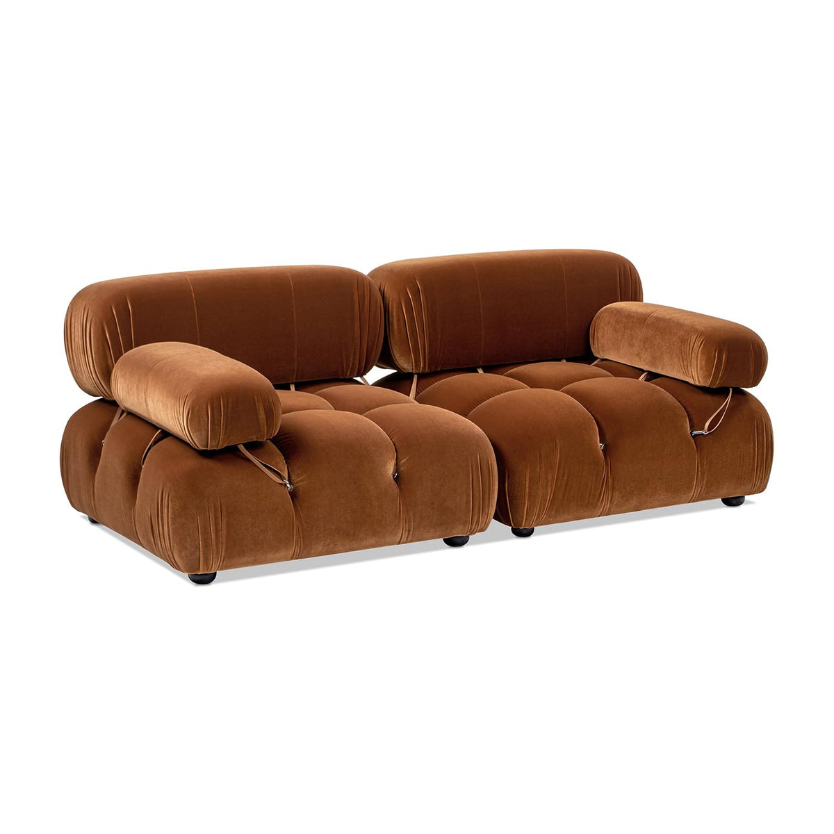 Burnt Orange Performance Velvet 2-Piece Loveseat Sofa Q444