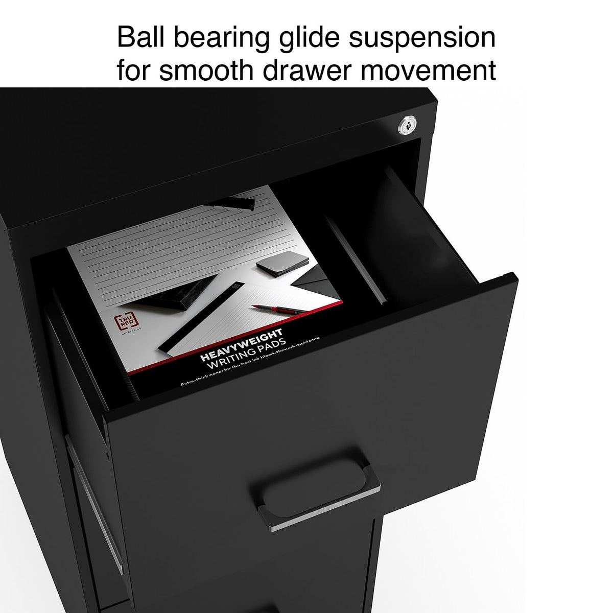 Black 3 Drawer Letter Legal Locking File Cabinet A984975