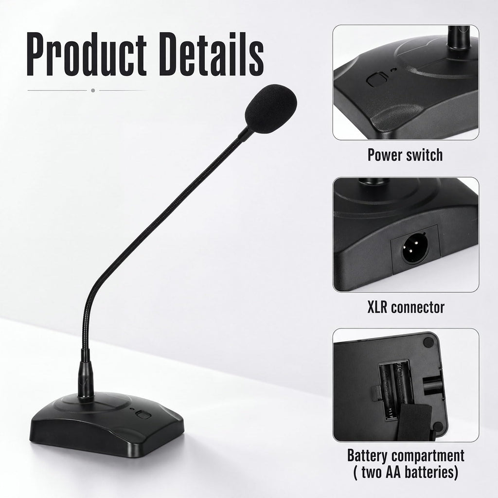 3 Pcs Gooseneck Wired Microphone with Base X784