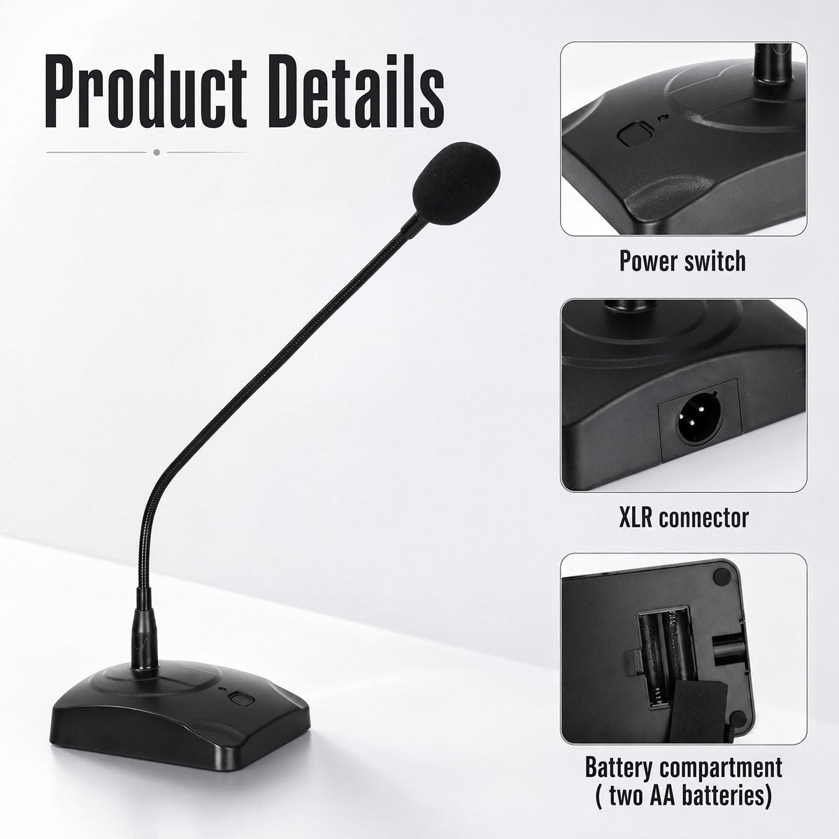 3 Pcs Gooseneck Wired Microphone with Base X784
