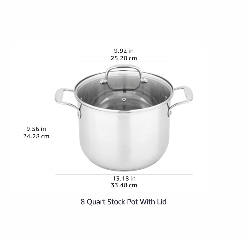 Stainless Steel 8 Quart Stock Pot with Glass Lid P71818