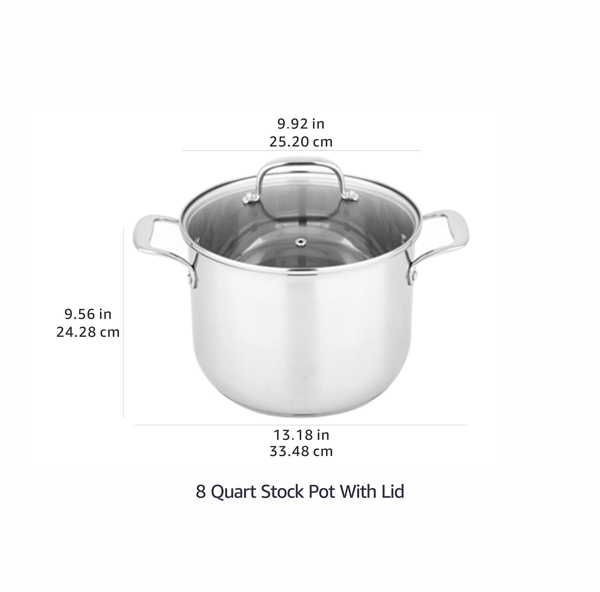 Stainless Steel 8 Quart Stock Pot with Glass Lid P71818