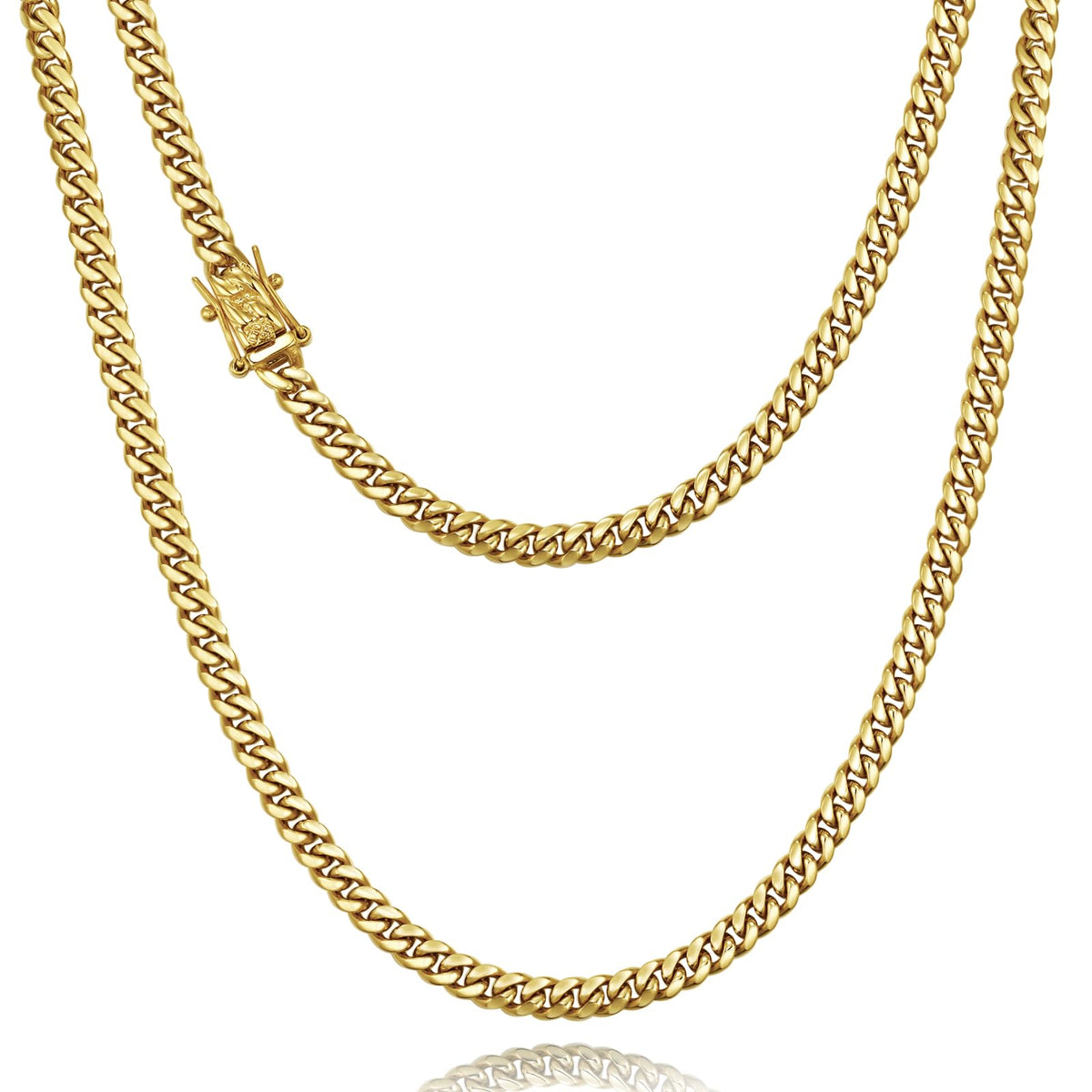 3mm 6mm Cuban Link Chain 14K Gold Plated Stainless Steel Necklace B573558