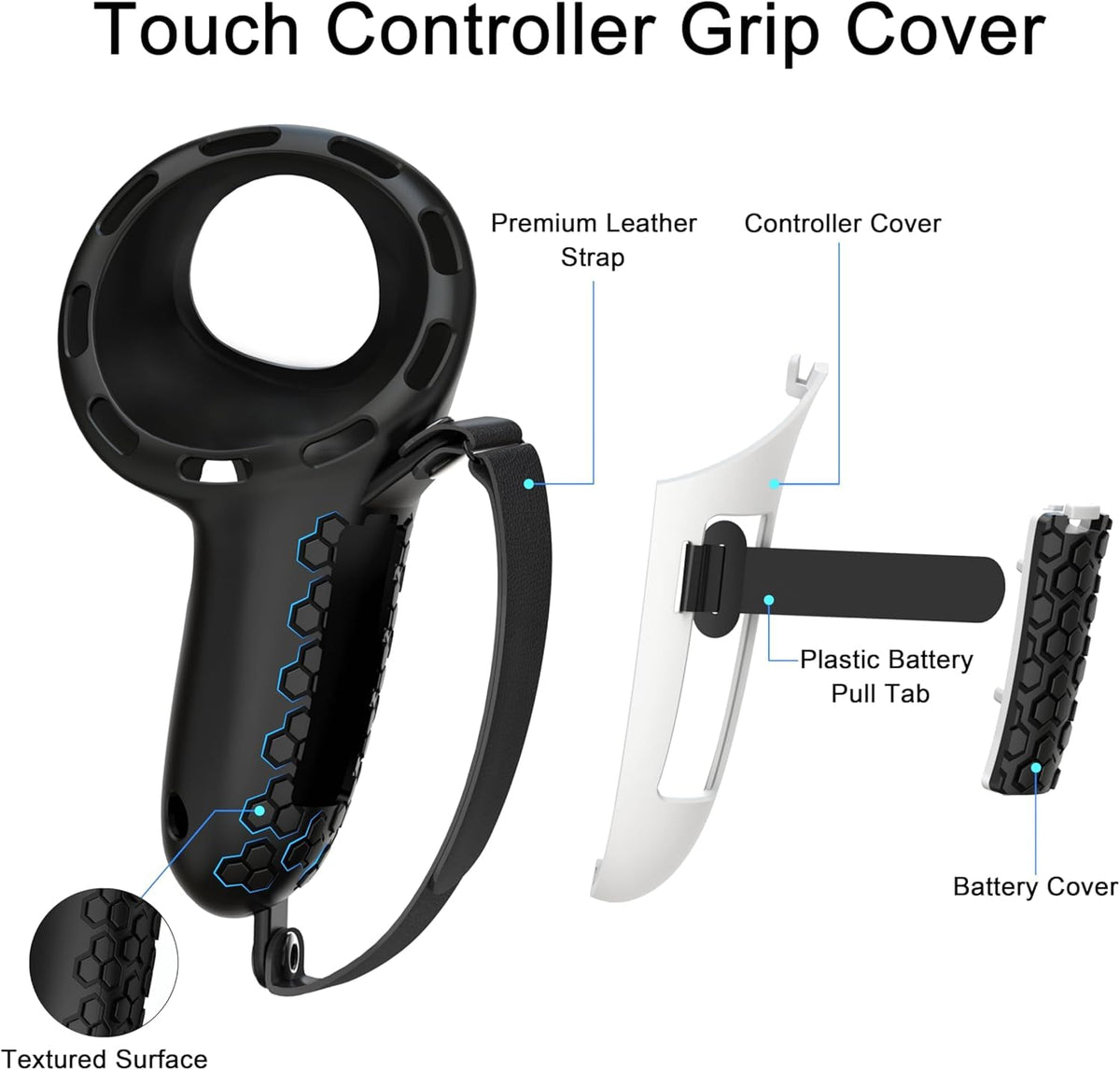 Controller Grips with Battery Opening Covers Black R387