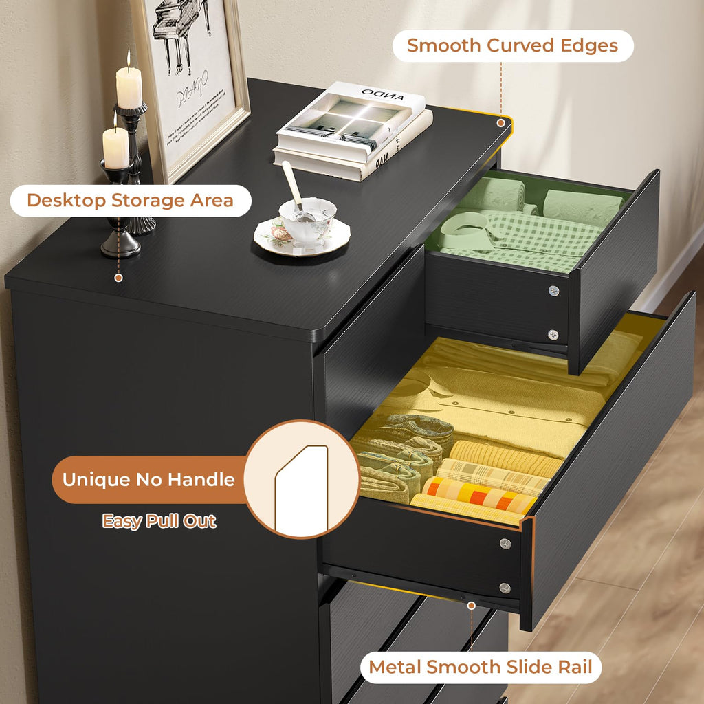 Black 8 Drawer Wood Dresser D33965