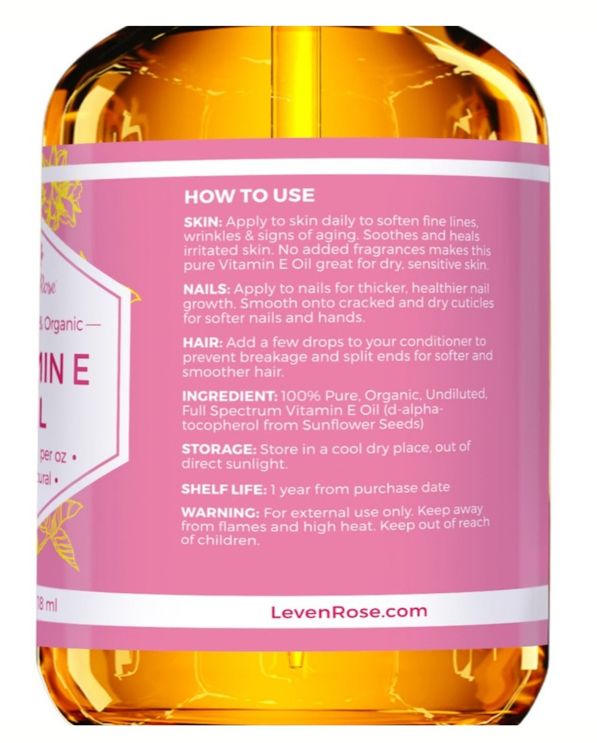 100% Natural Organic Vitamin E Oil 1 oz N5949