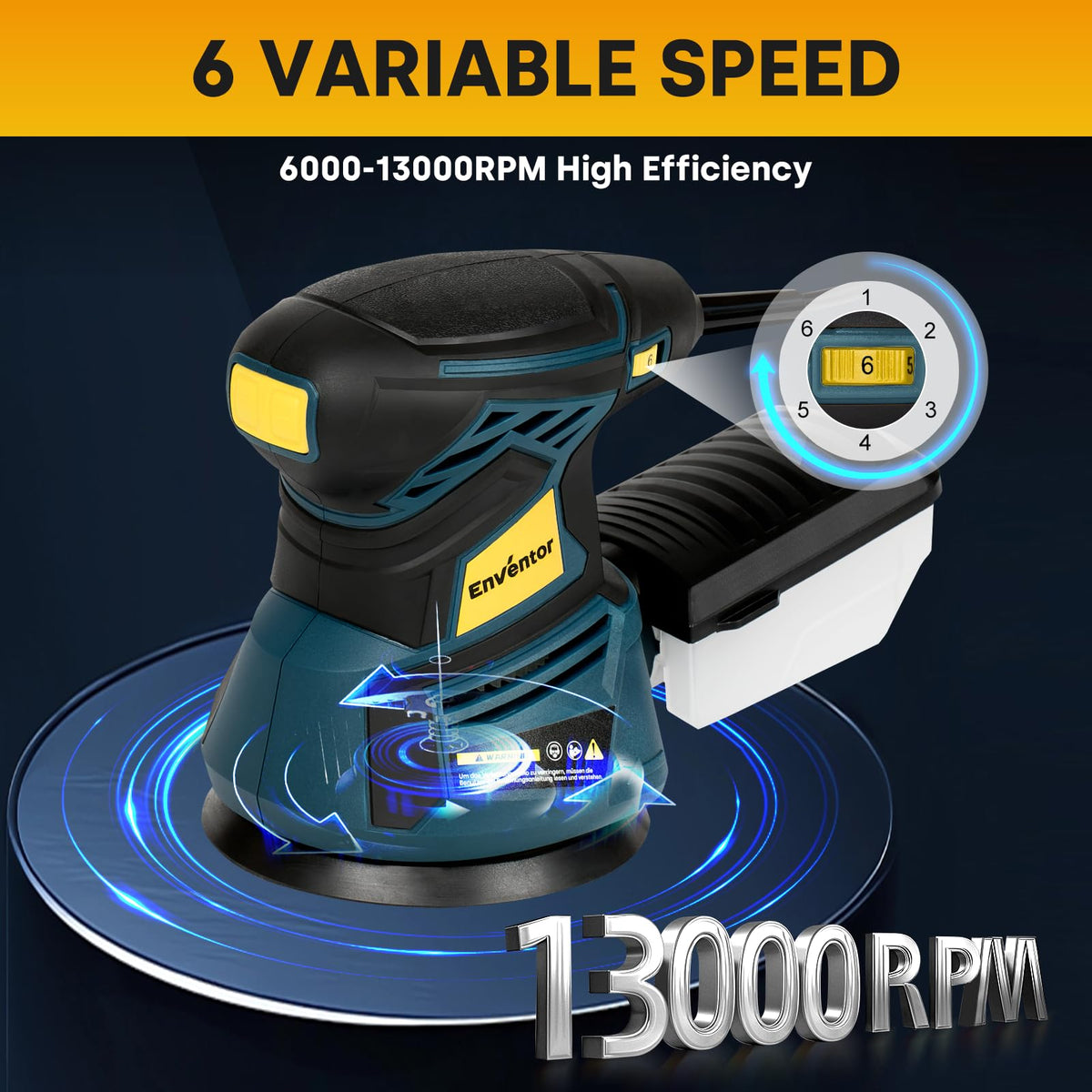 Orbital Sander with 6 Speeds, Dust Collection, 5 in, 3A Corded H738