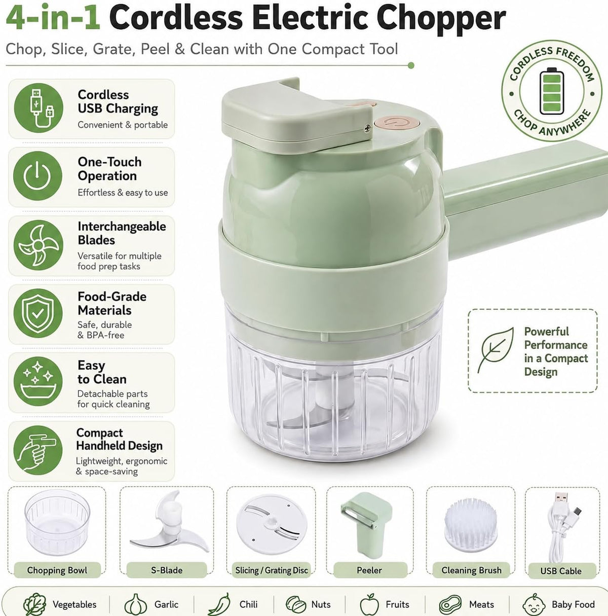 4 in 1 Handheld Electric Vegetable Chopper Y316454