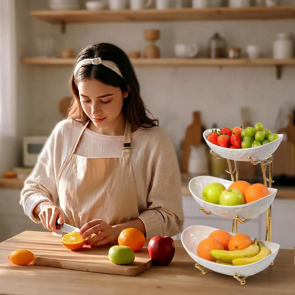 3 Tier Ceramic Fruit Bowl Stand V97481