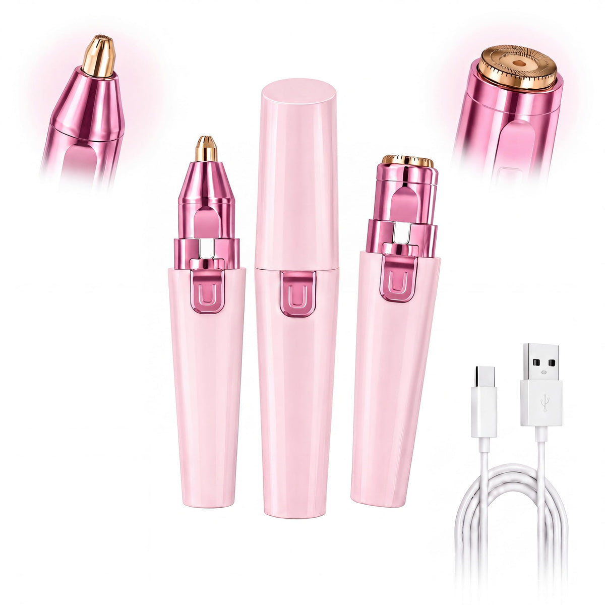 Pink USB Rechargeable Facial Hair Remover T1378