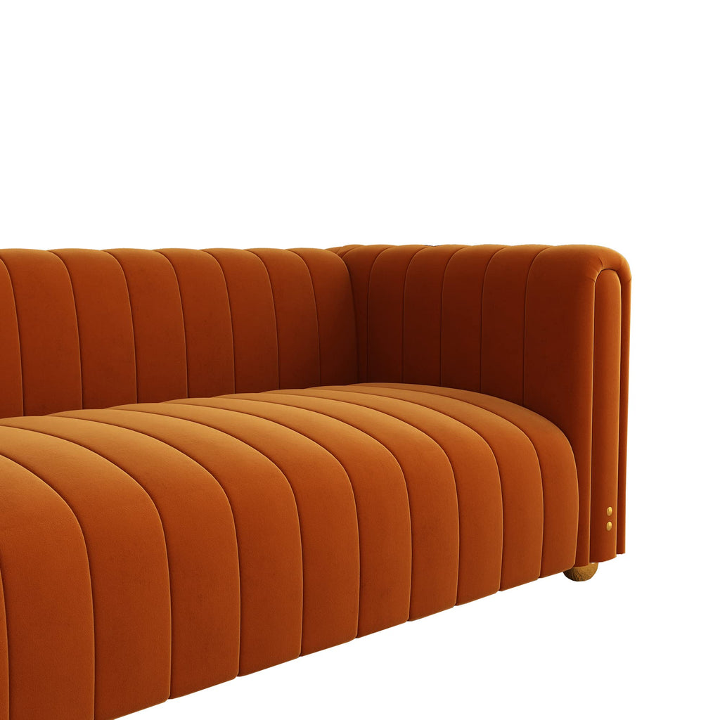 Orange Velvet 3 Seat Sofa P222