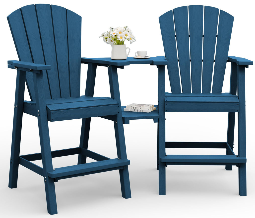 Navy Blue Adirondack Chairs Set of 2 with Table Trays S70588