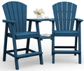 Navy Blue Adirondack Chairs Set of 2 with Table Trays S70588