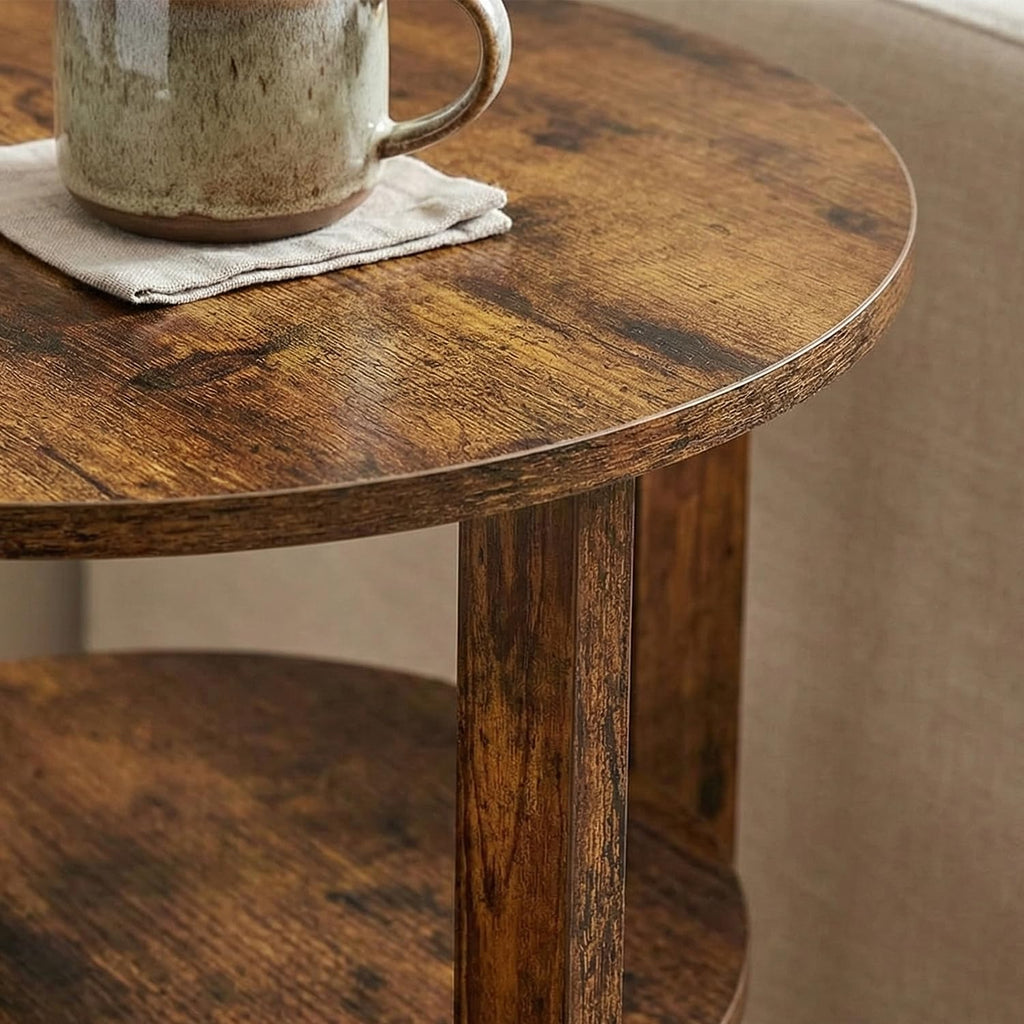Rustic Brown 19.7 inch Round Side Table K73799