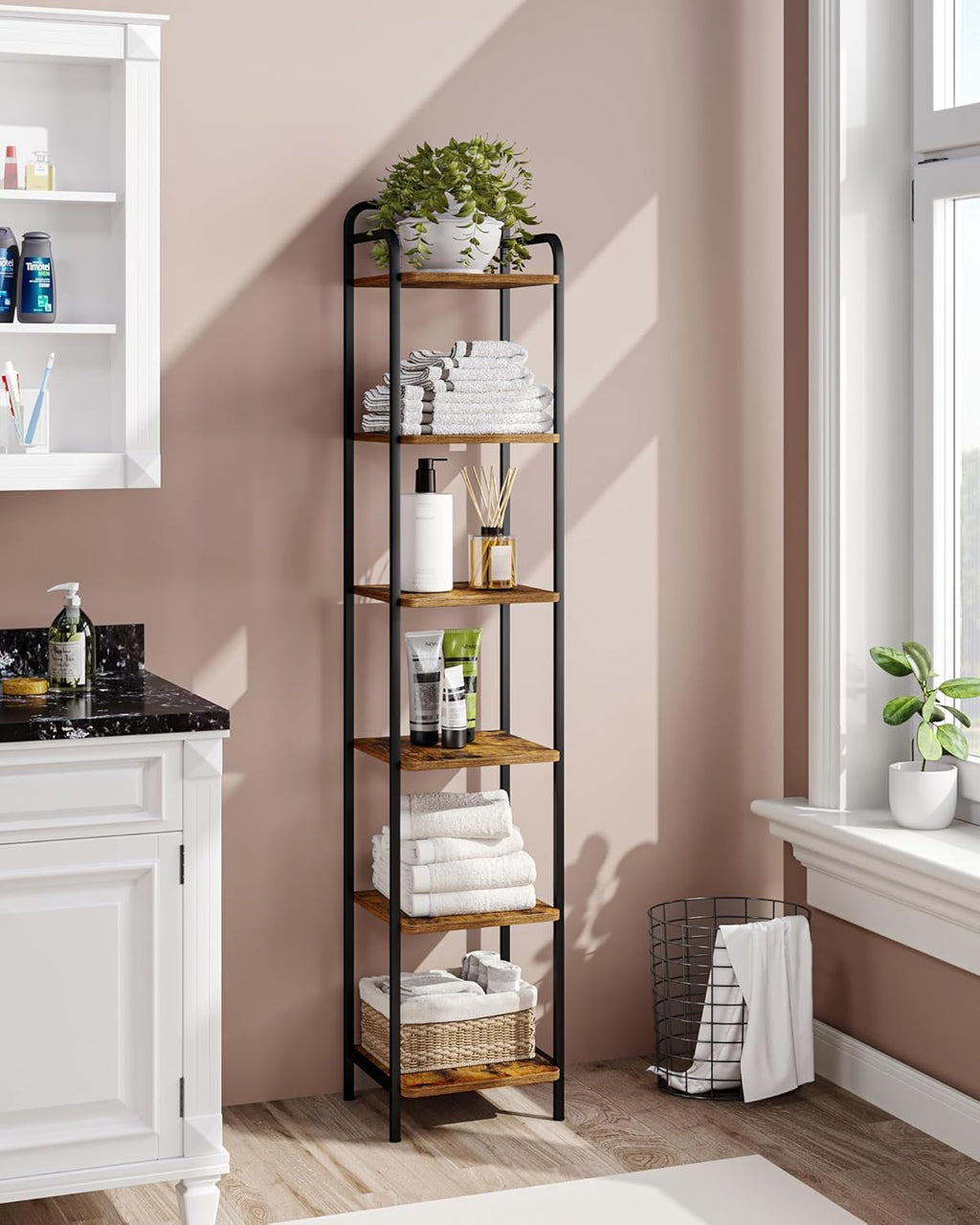 Narrow Industrial Bookcase N530