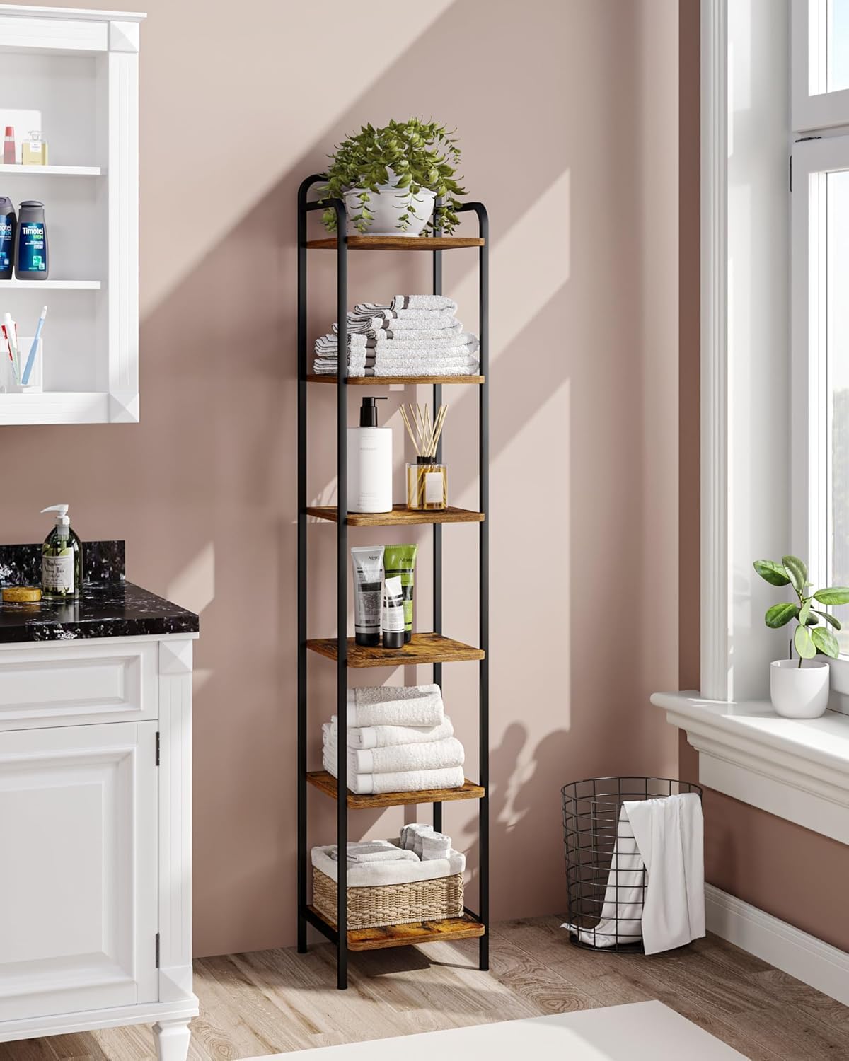 Narrow Industrial Bookcase N530