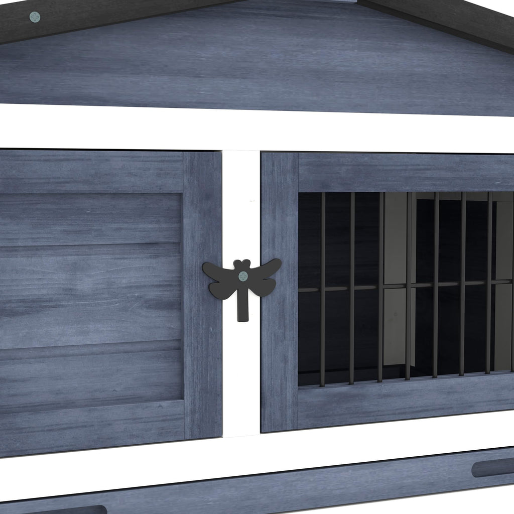 2 Levels Outdoor Rabbit Hutch Dark Gray C944