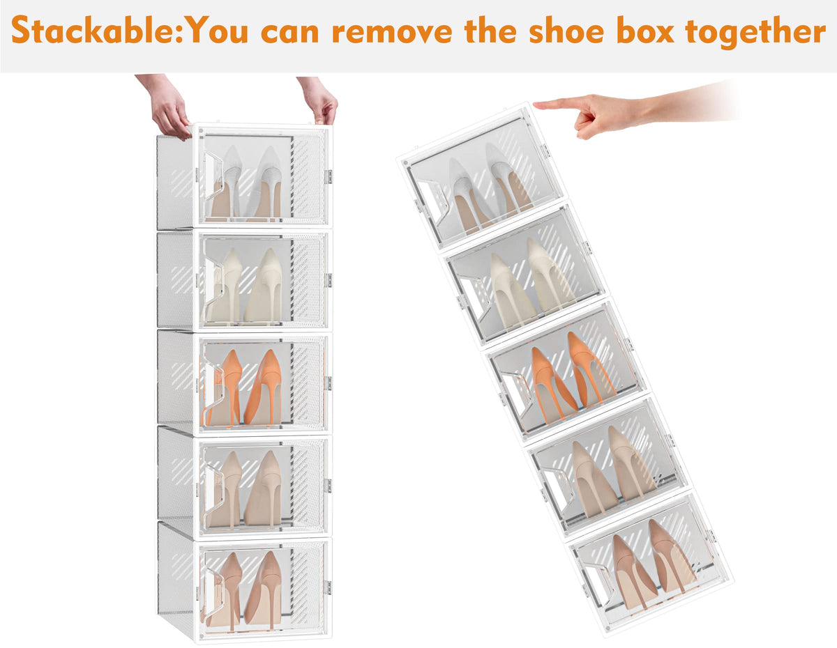 XL Clear Stackable Shoe Storage Boxes L692572