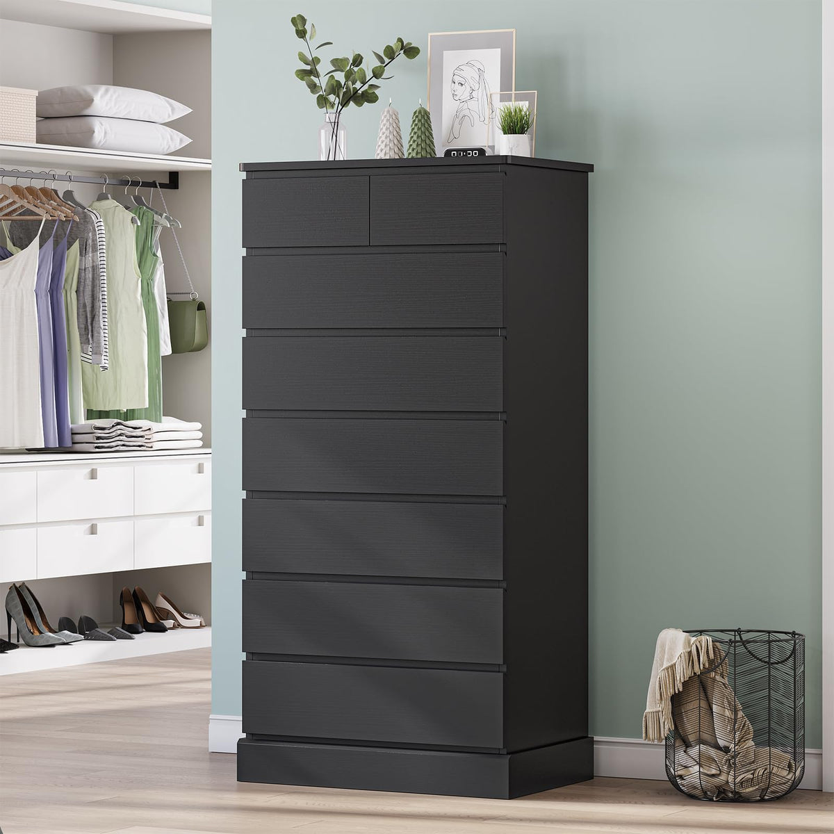 Black 8 Drawer Wood Dresser D33965