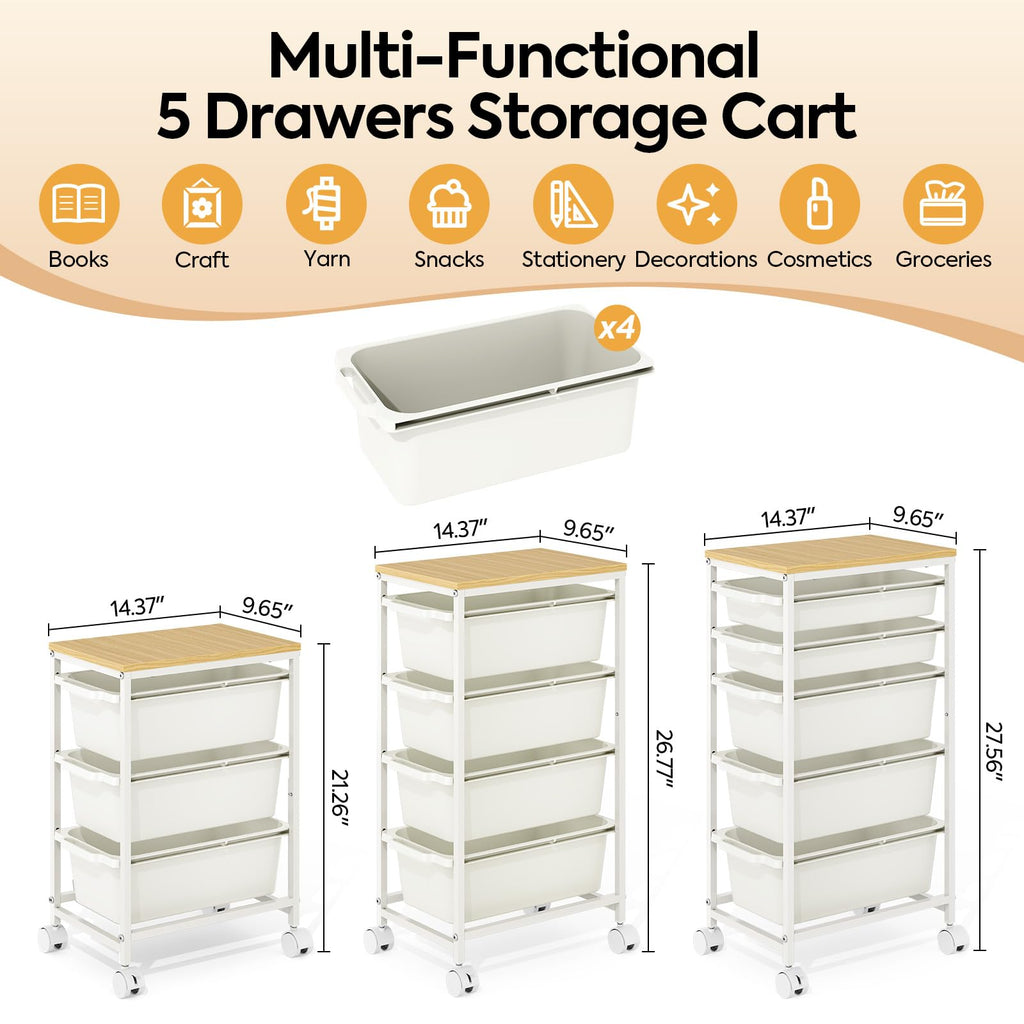 Slim Rolling Cart with 4 Drawers Q356573