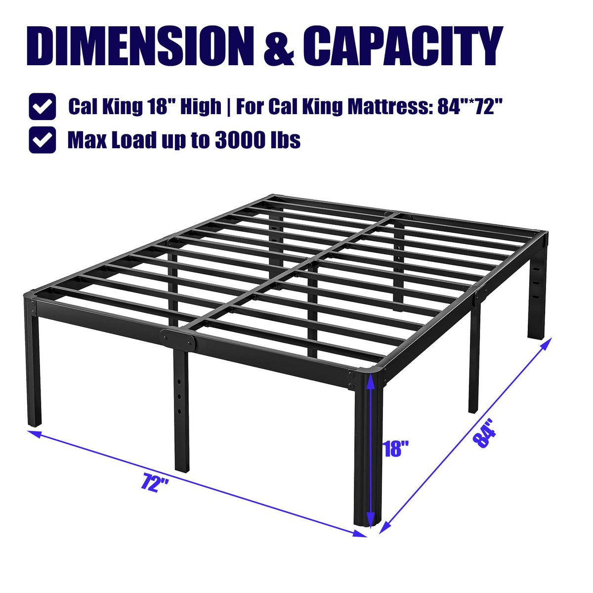 California King Heavy Duty Metal Platform Bed Frame with Round Corners X118773