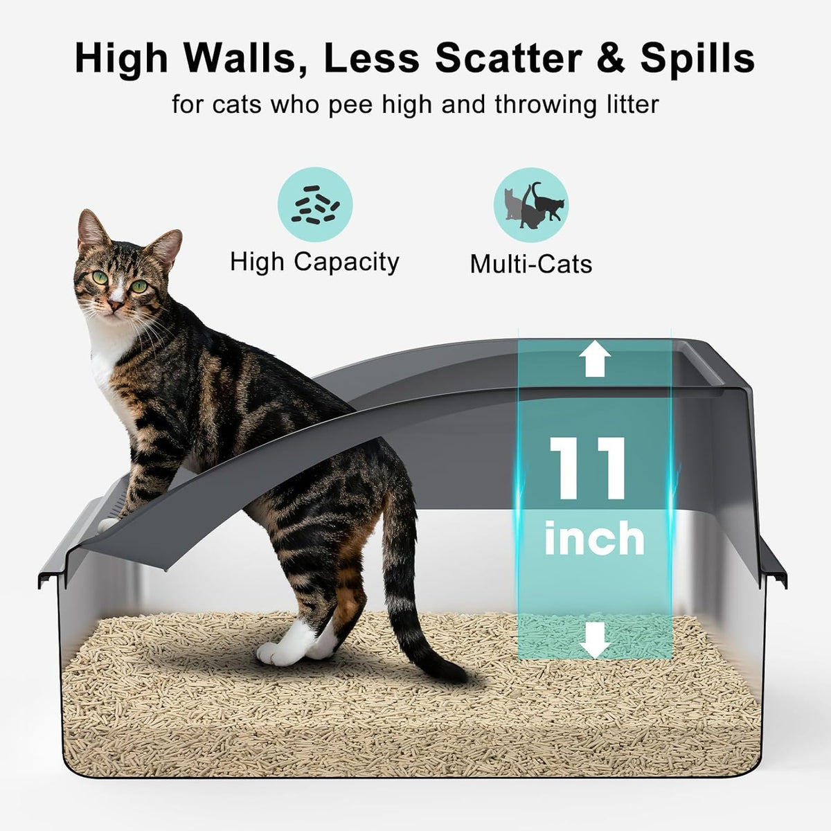 2 Pack XL Stainless Steel Enclosed Cat Litter Box with Lid L36314