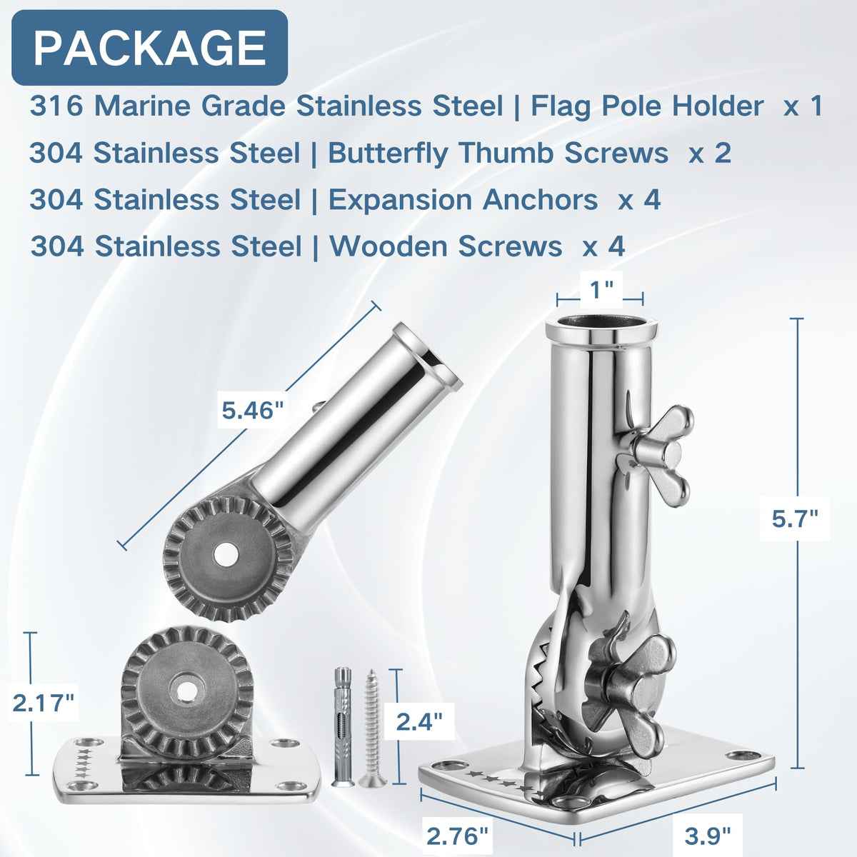 316 Stainless Steel Adjustable Flag Pole Holder X443905