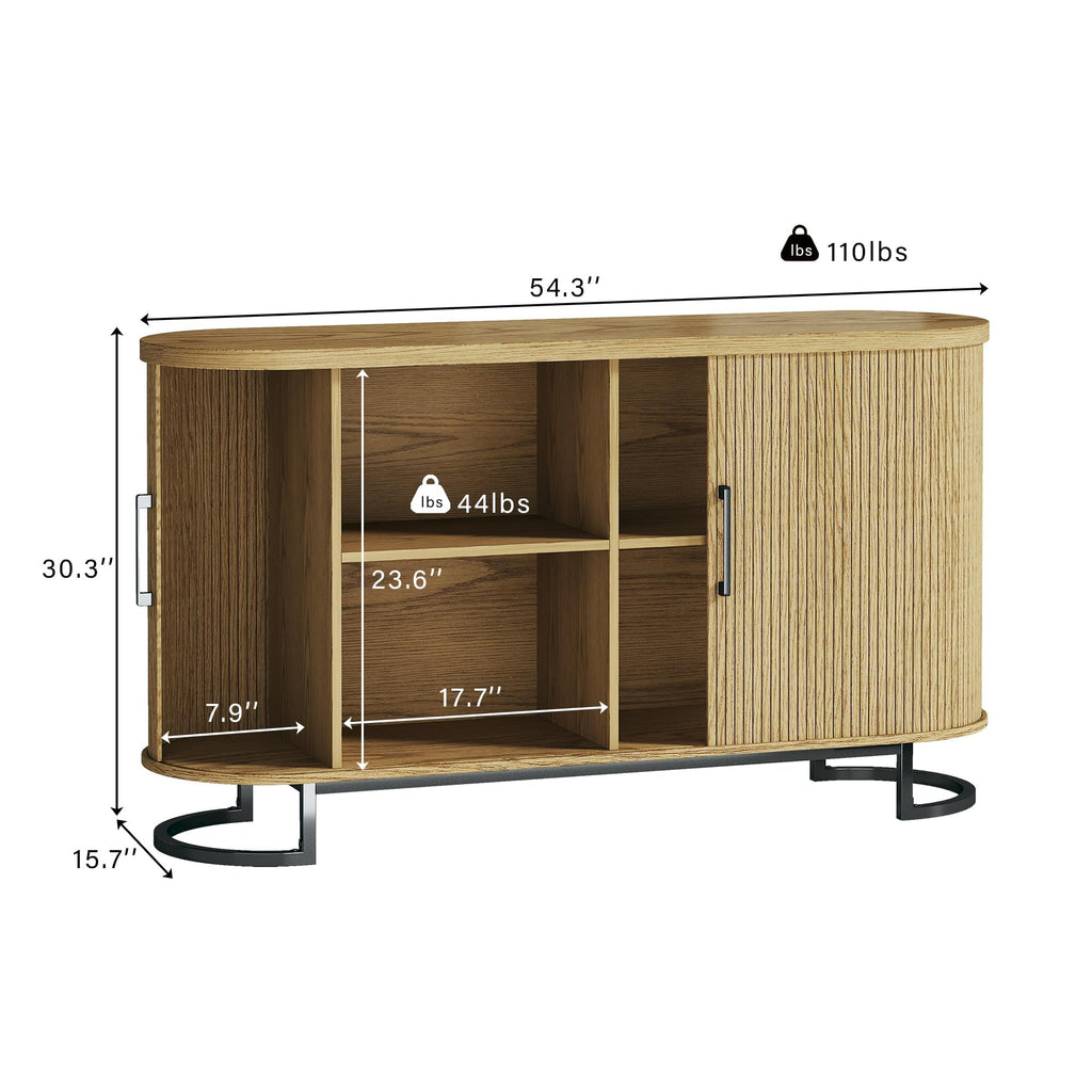 Sideboard Buffet Cabinet with Storage, Fluted Tambour, Adjustable Shelves D748499