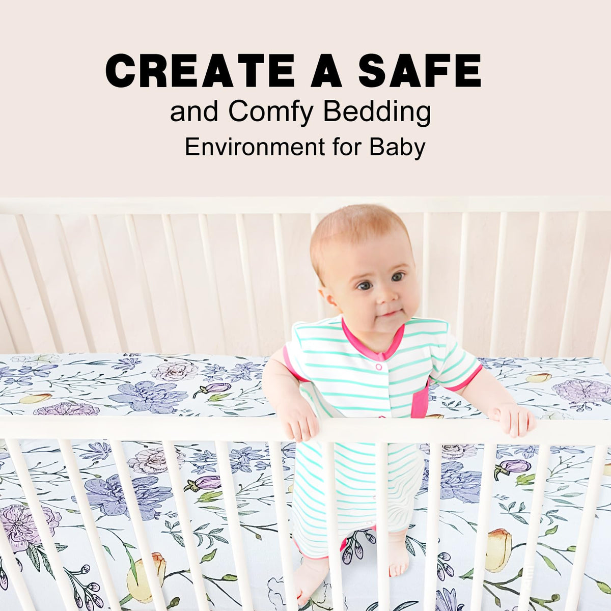 Soft Floral Crib Sheets 3 Pack 28'' X 52'' Fitted Microfiber Violet V766