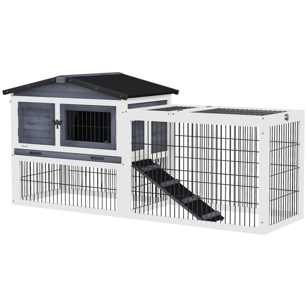2 Levels Outdoor Rabbit Hutch Dark Gray C944