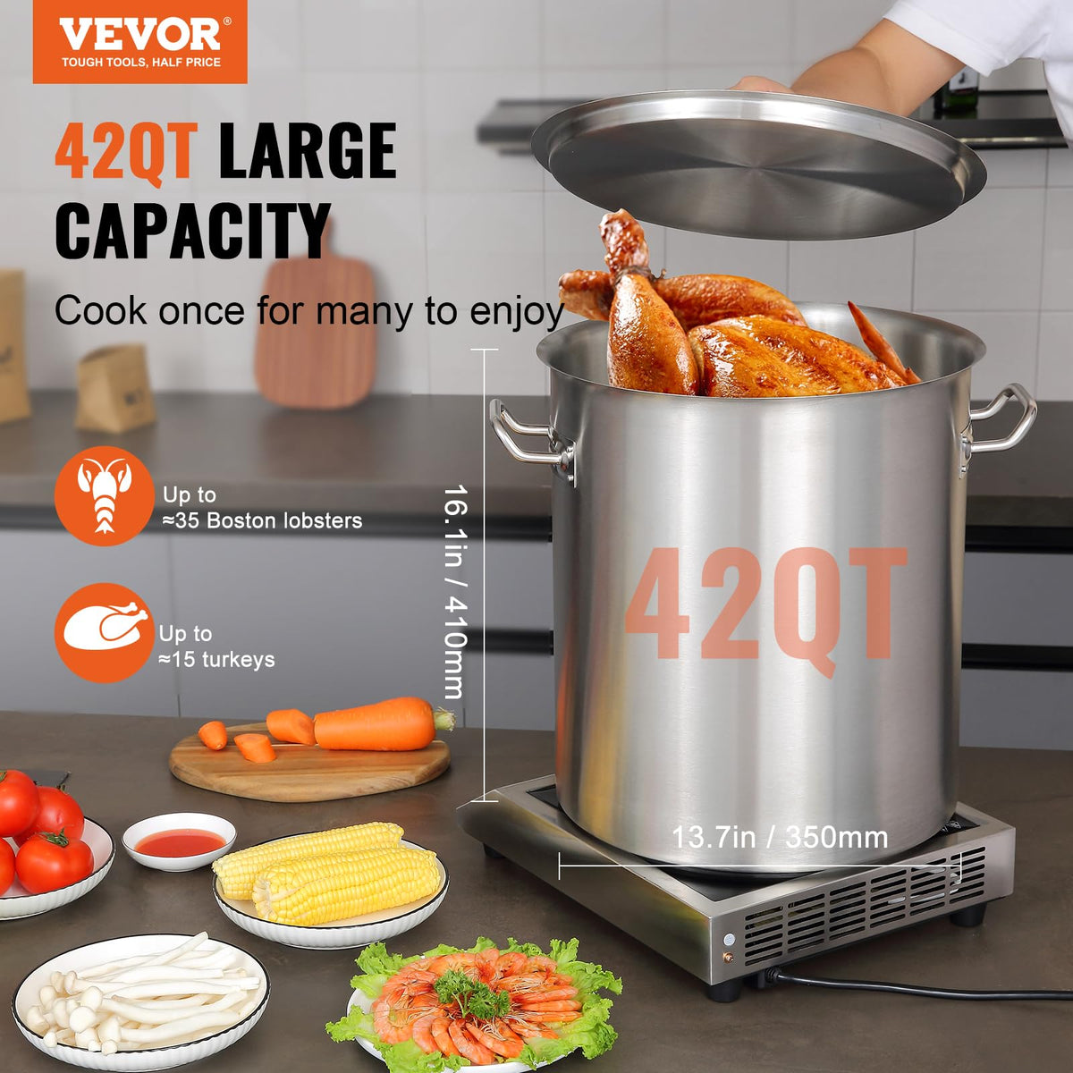 18/8 Stainless Steel 42QT Stockpot N8044