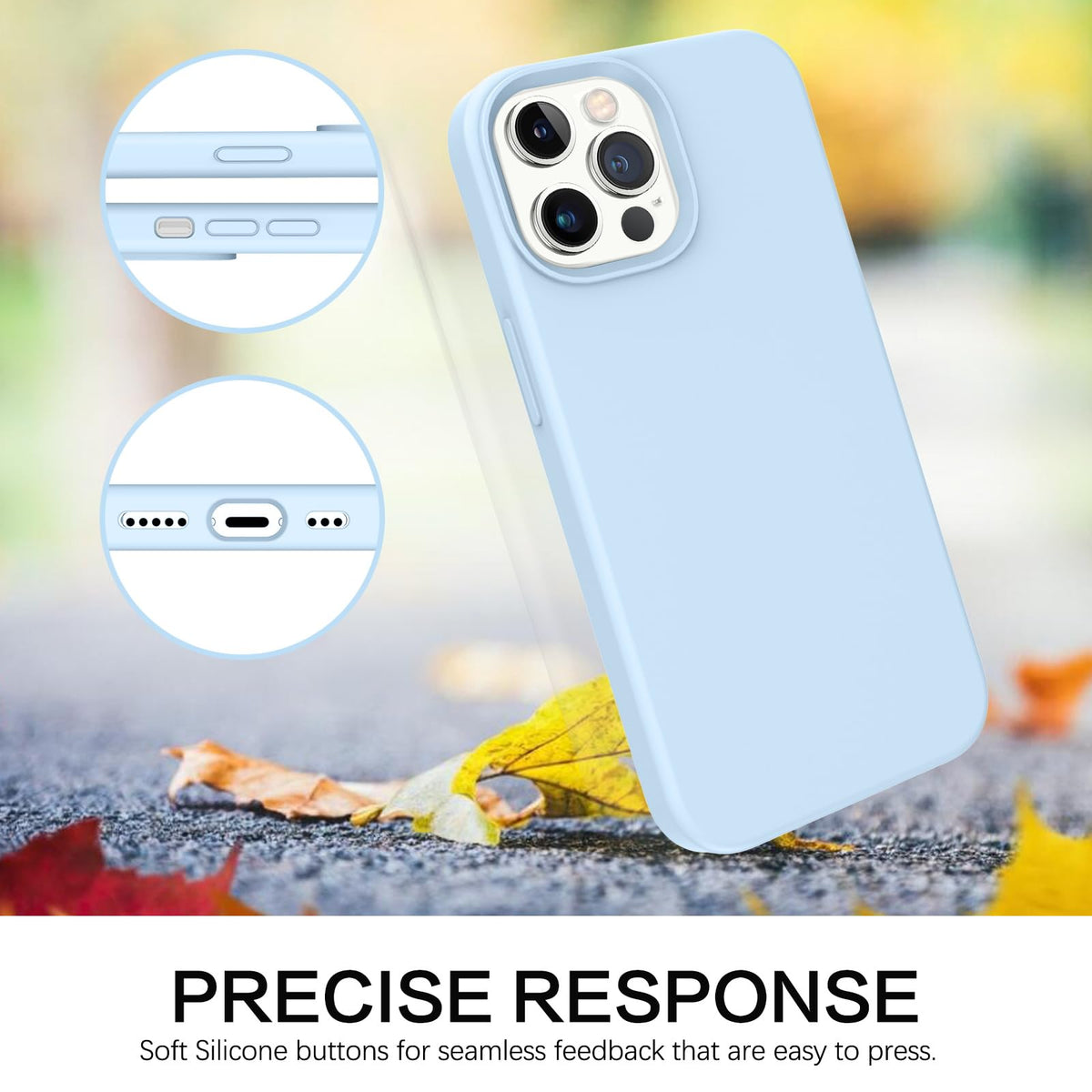Compatible with iPhone 13 Pro Max Liquid Silicone Phone Case Light Blue O217075