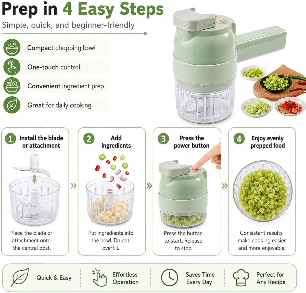 4 in 1 Handheld Electric Vegetable Chopper Y316454