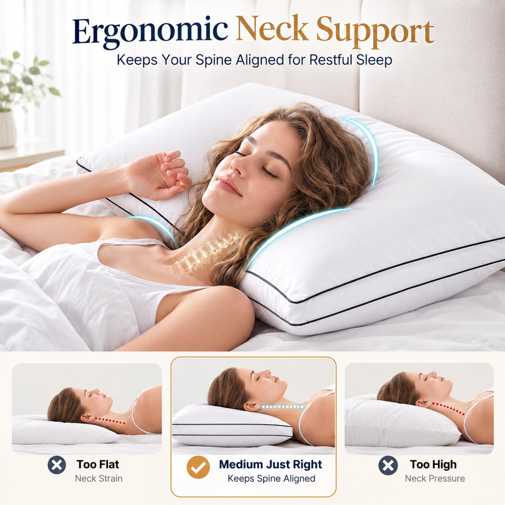 Queen Size Set of 2 Gusseted Bed Pillow O9791