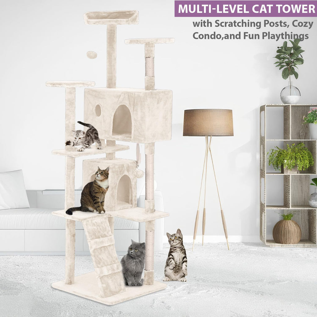 70 Inches Multi-Level Cat Tree with Scratching Posts K321735