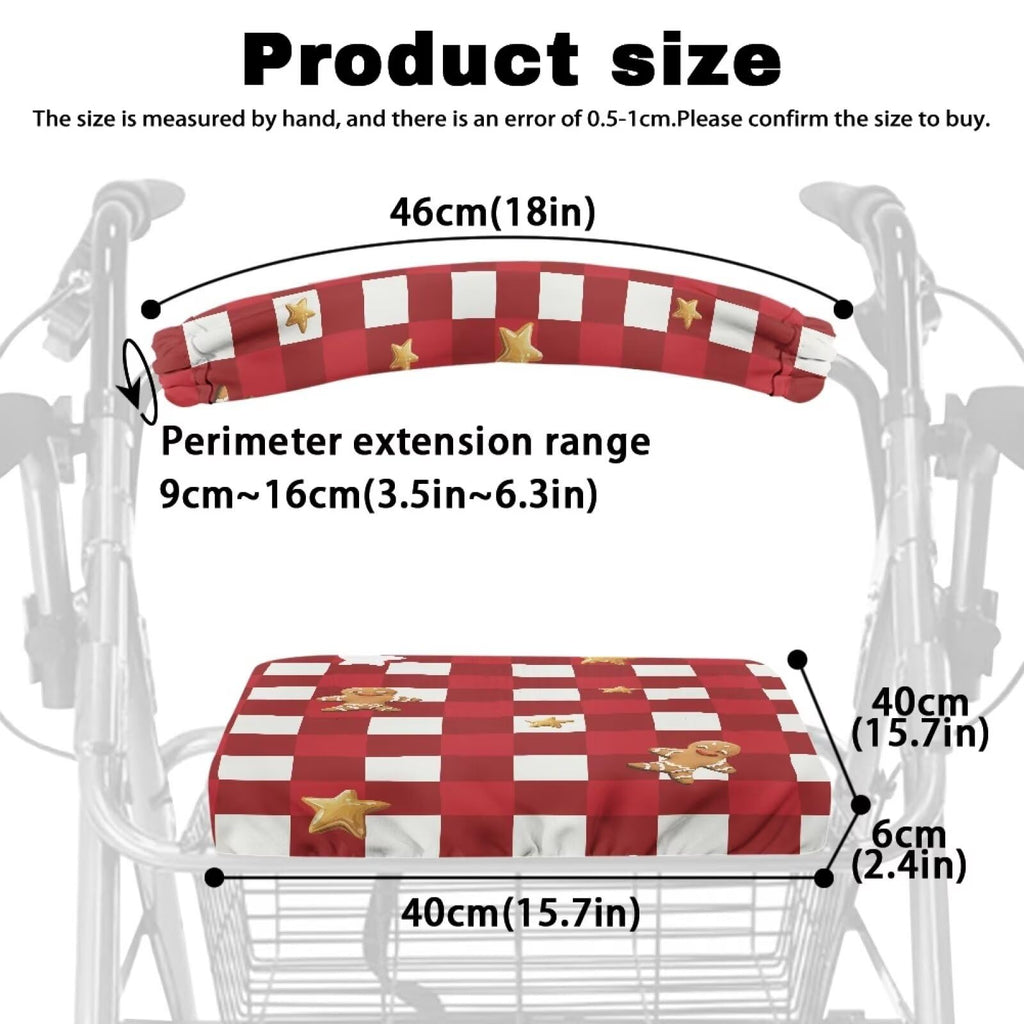 Red Lattice Rollator Walker Accessories Seat and Backrest Rollbar Covers Washable D876243