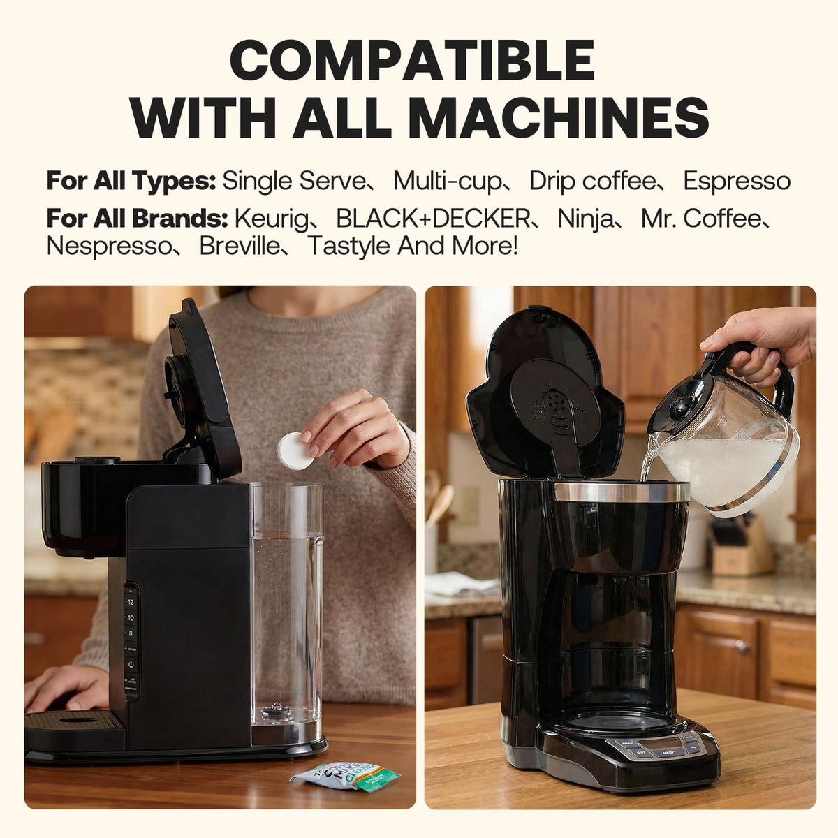 Mini Single Serve Coffee Maker with 30 Descaler Tablets K695471