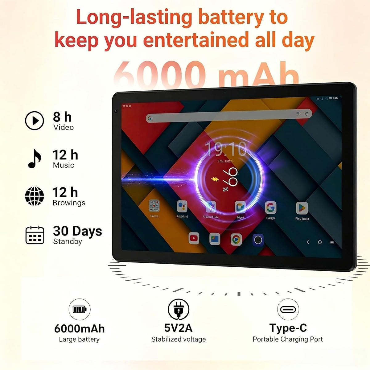 10.1" Android 16 Tablet Octa-core 36GB+128GB Dual Camera H542