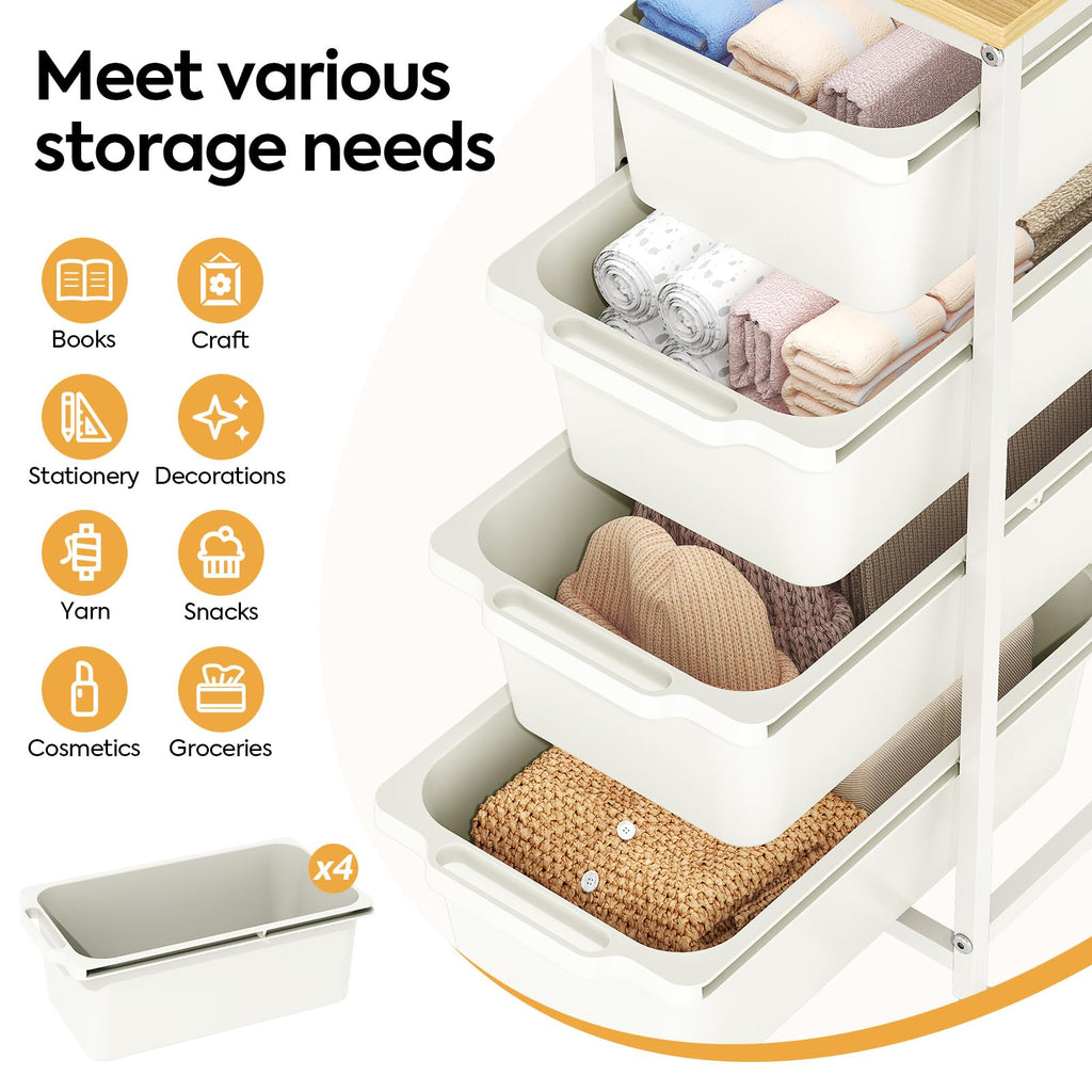 Slim Rolling Cart with 4 Drawers Q356573