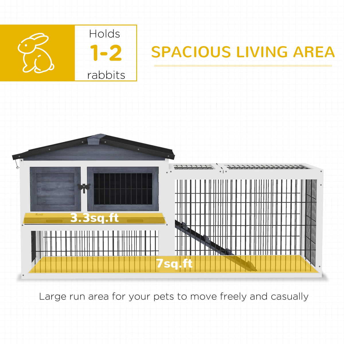 2 Levels Outdoor Rabbit Hutch Dark Gray C944