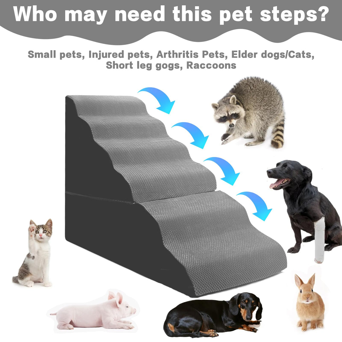 6-Step Grey Foam Dog Stairs T659976