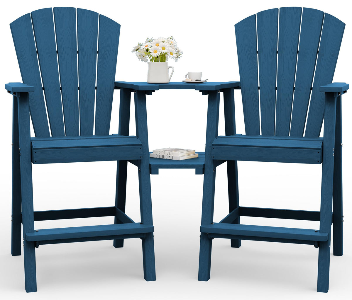 Navy Blue Adirondack Chairs Set of 2 with Table Trays S70588