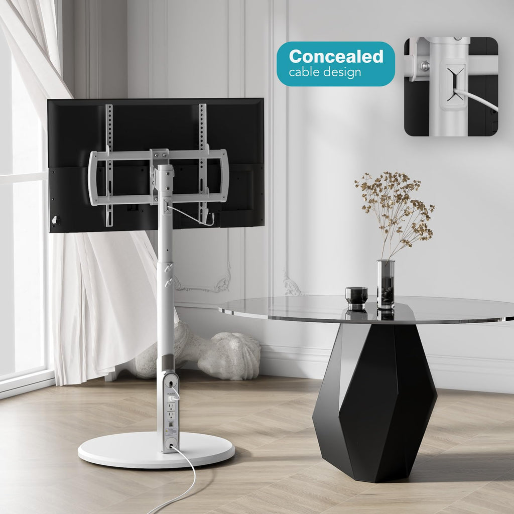 Mobile TV Stand with Power Outlet, Rolling TV Cart for 27-70 Inch, Height Adjustment, Holds up to 88lbs Q8785