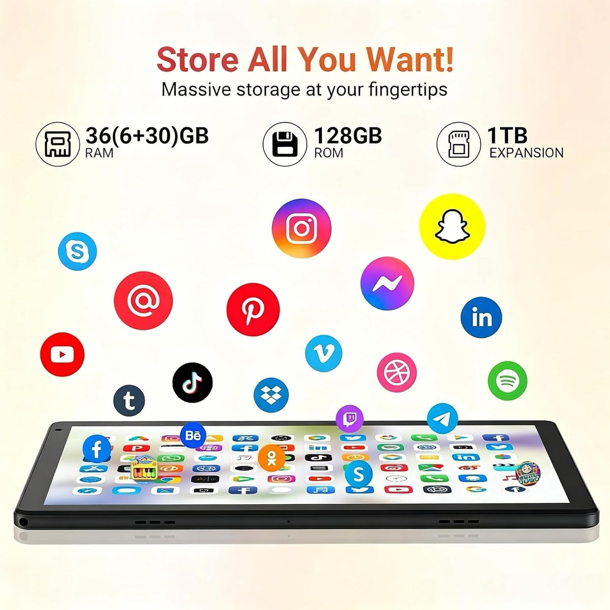 10.1" Android 16 Tablet Octa-core 36GB+128GB Dual Camera H542