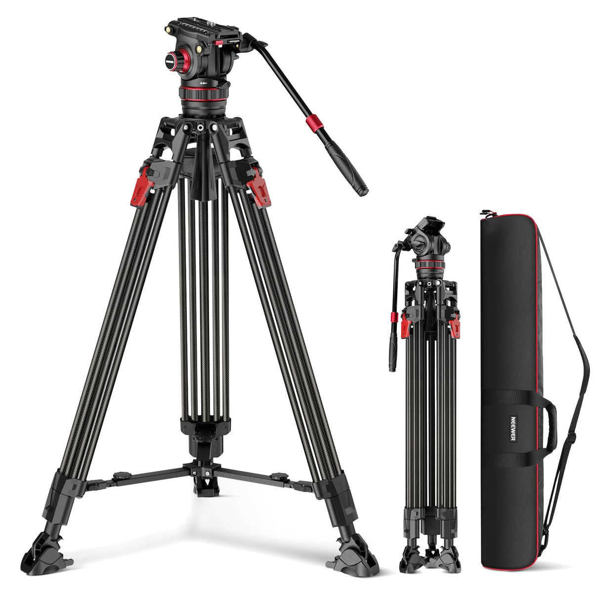 Carbon Fiber Video Camera Tripod with Fluid Head K129041