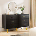 Black 6 Drawer Wood Dresser F396